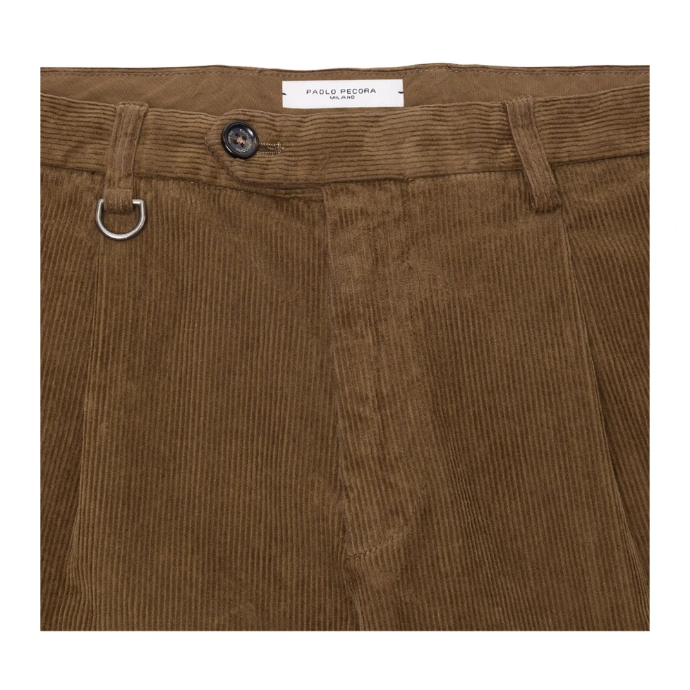 Paolo Pecora Ribfluwelen Bruine Regular Fit Broek Brown Heren