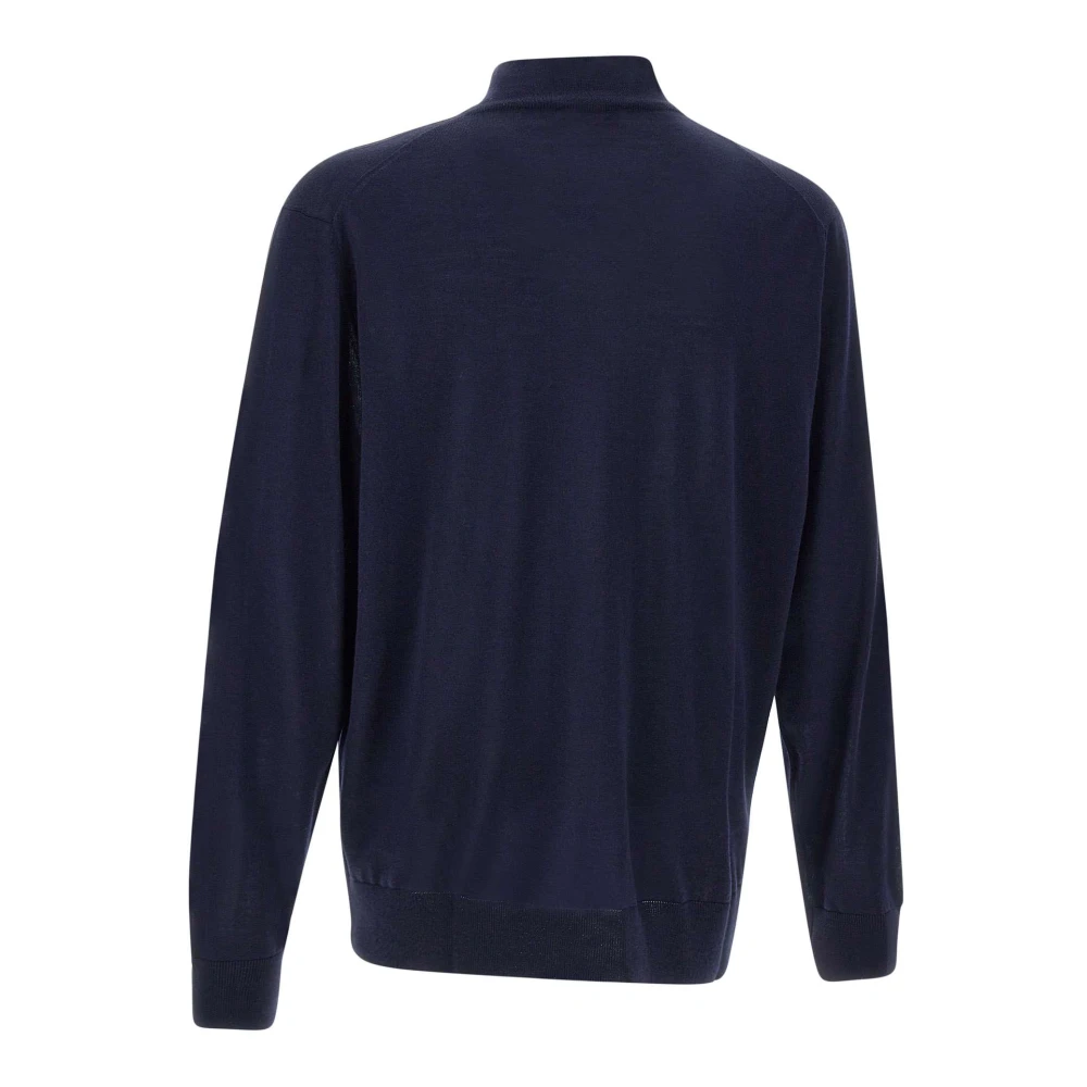 Filippo De Laurentiis Merino wollen trui navy blauw volledige rits Blue Heren