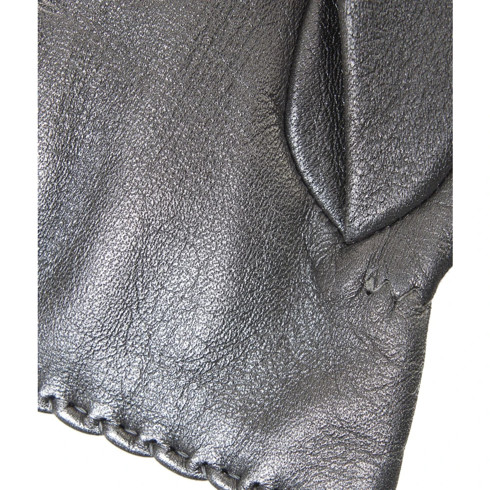 Orciani Zilveren Leren Handschoenen Elegante Stijl Gray Dames