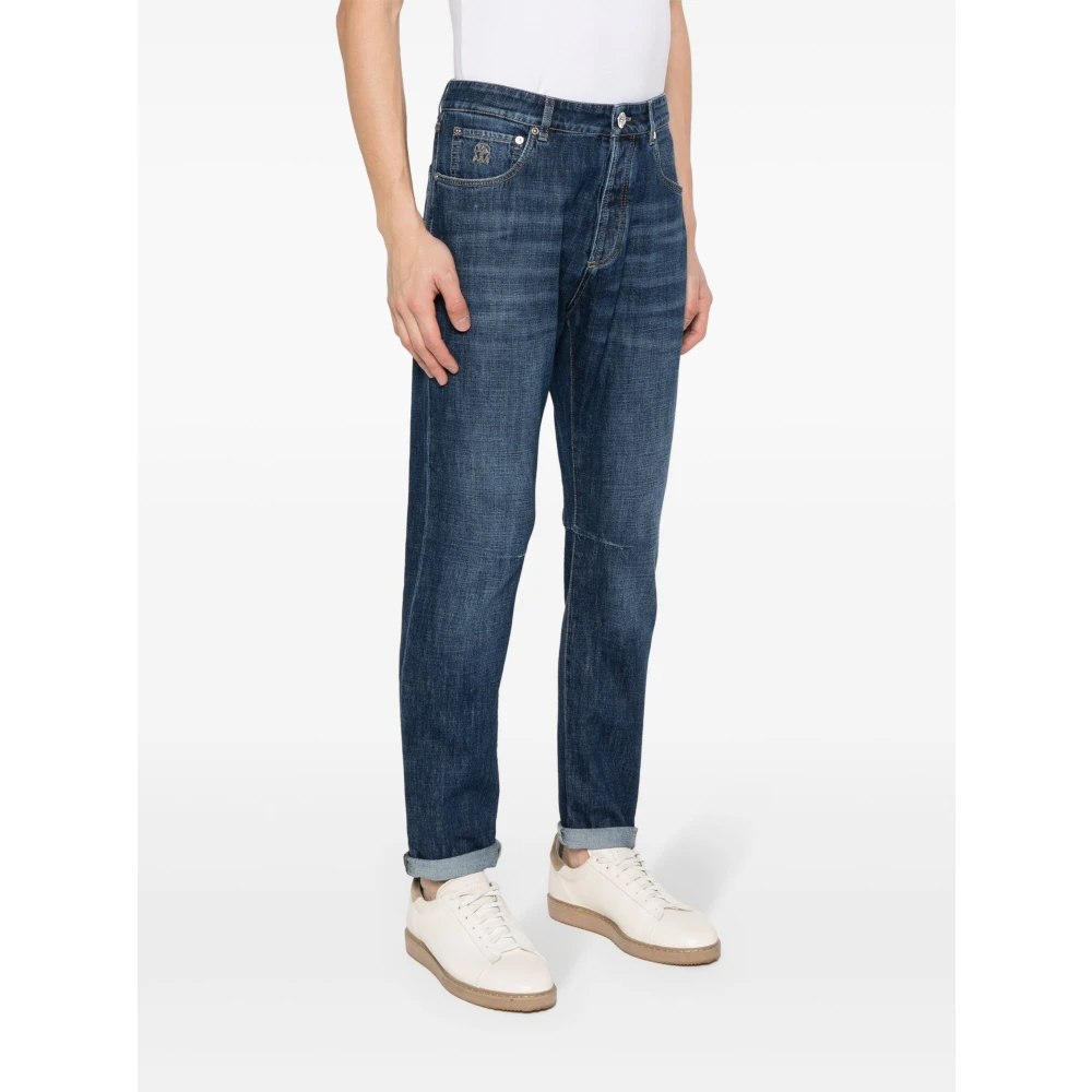 BRUNELLO CUCINELLI Blauwe Denim Broek voor Mannen Blue Heren