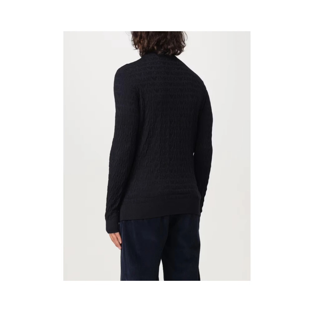 Emporio Armani Wollen coltrui met devoré letters Black Heren