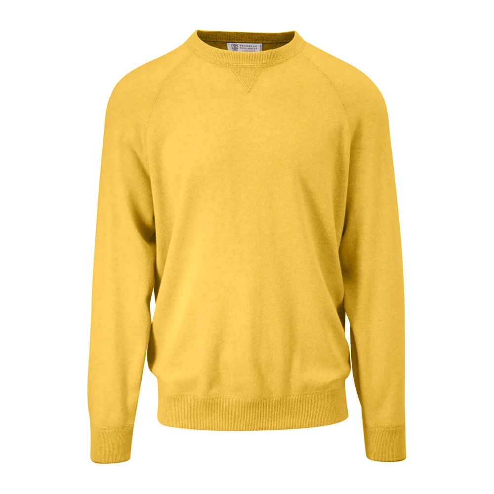 BRUNELLO CUCINELLI Cashmere Crewneck Sweater Yellow Heren