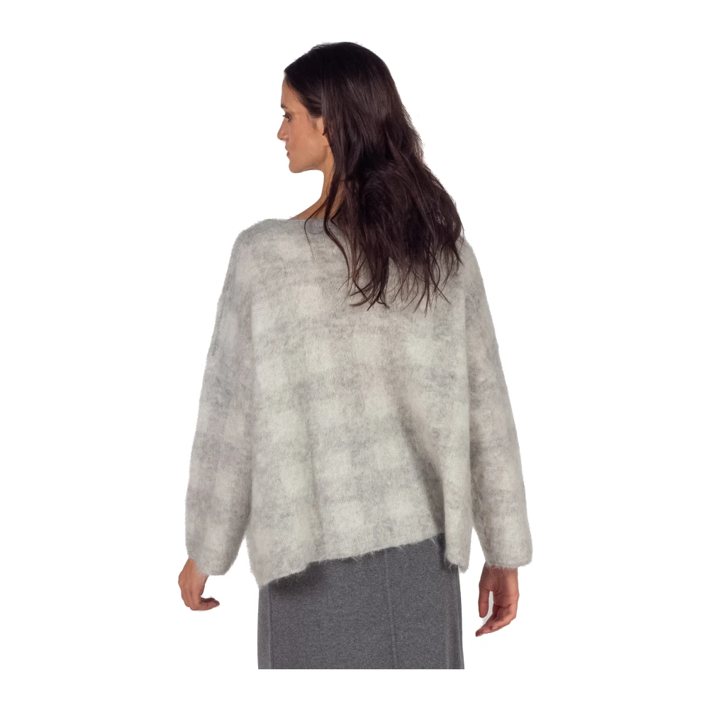 Semicouture Geruite Gebreide Trui in Grijs Gray Dames