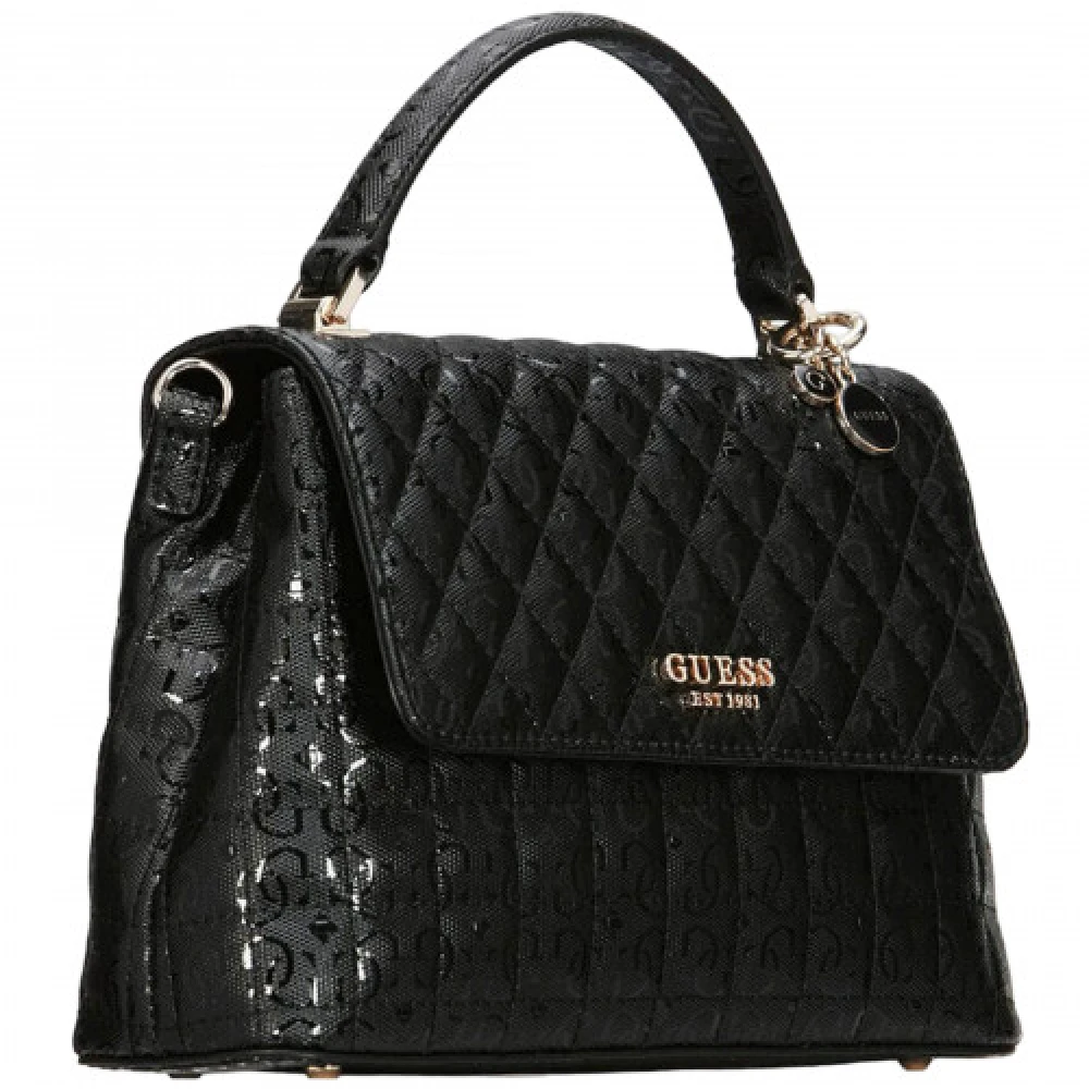 Guess Zwarte Flap Tas met Logo Print Black Dames