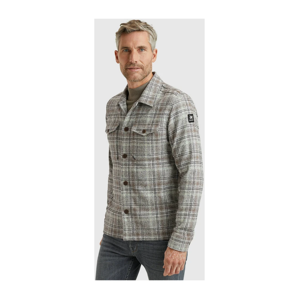 Vanguard Check Boucle Overshirt Lange Mouw Gray Heren