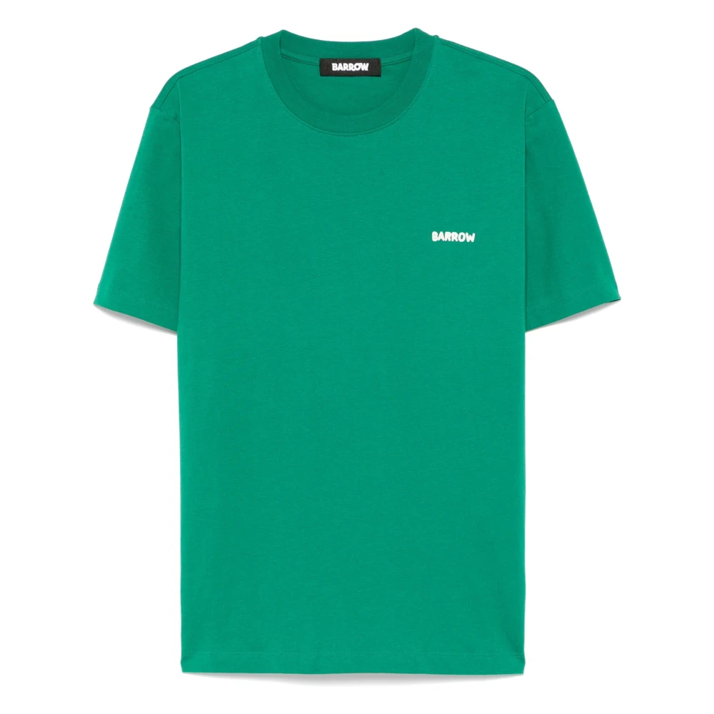 Barrow Groene Crew Neck T-shirt met Bear Print Green Heren