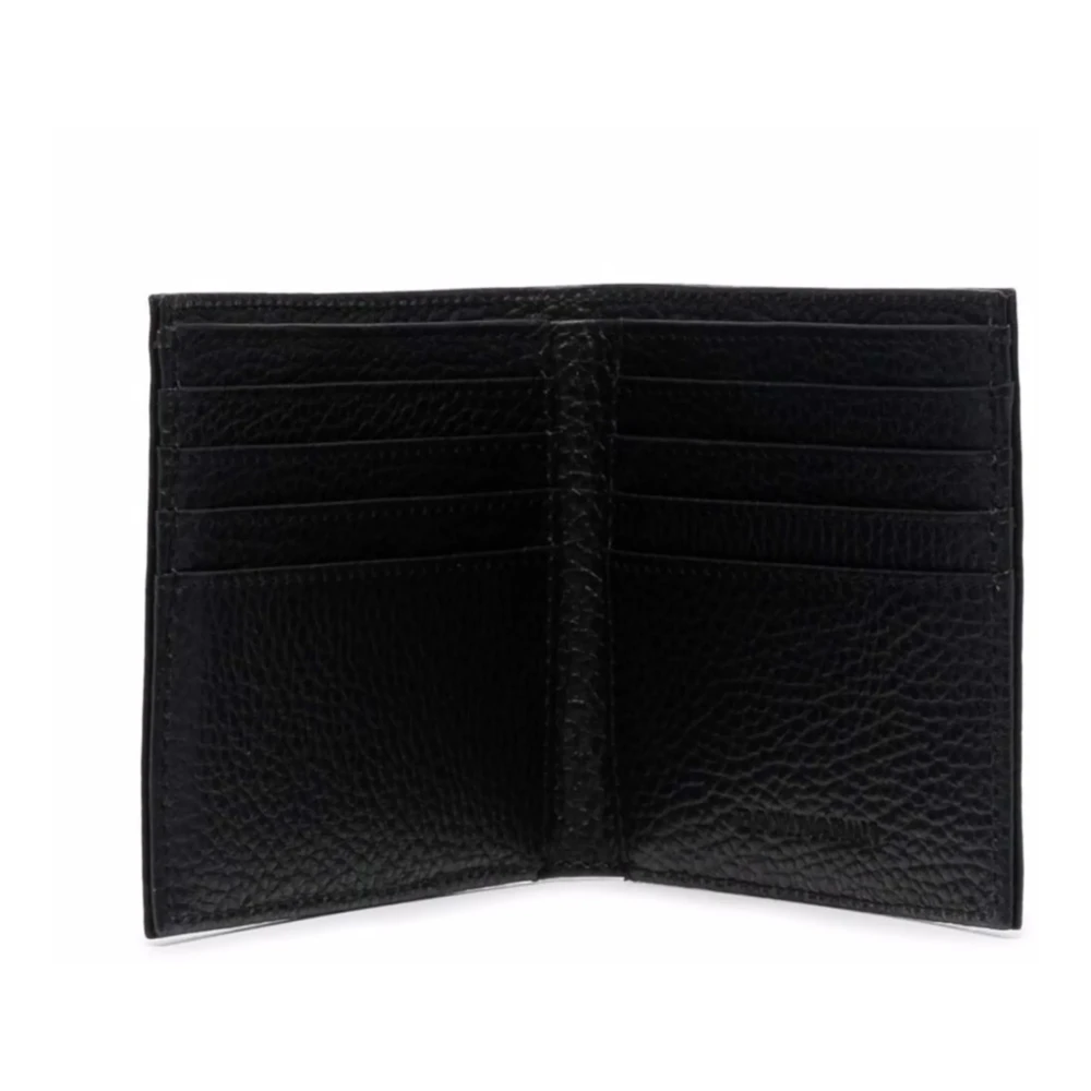 Emporio Armani Gestructureerde leren portemonnee met ontwerperscode Black Heren
