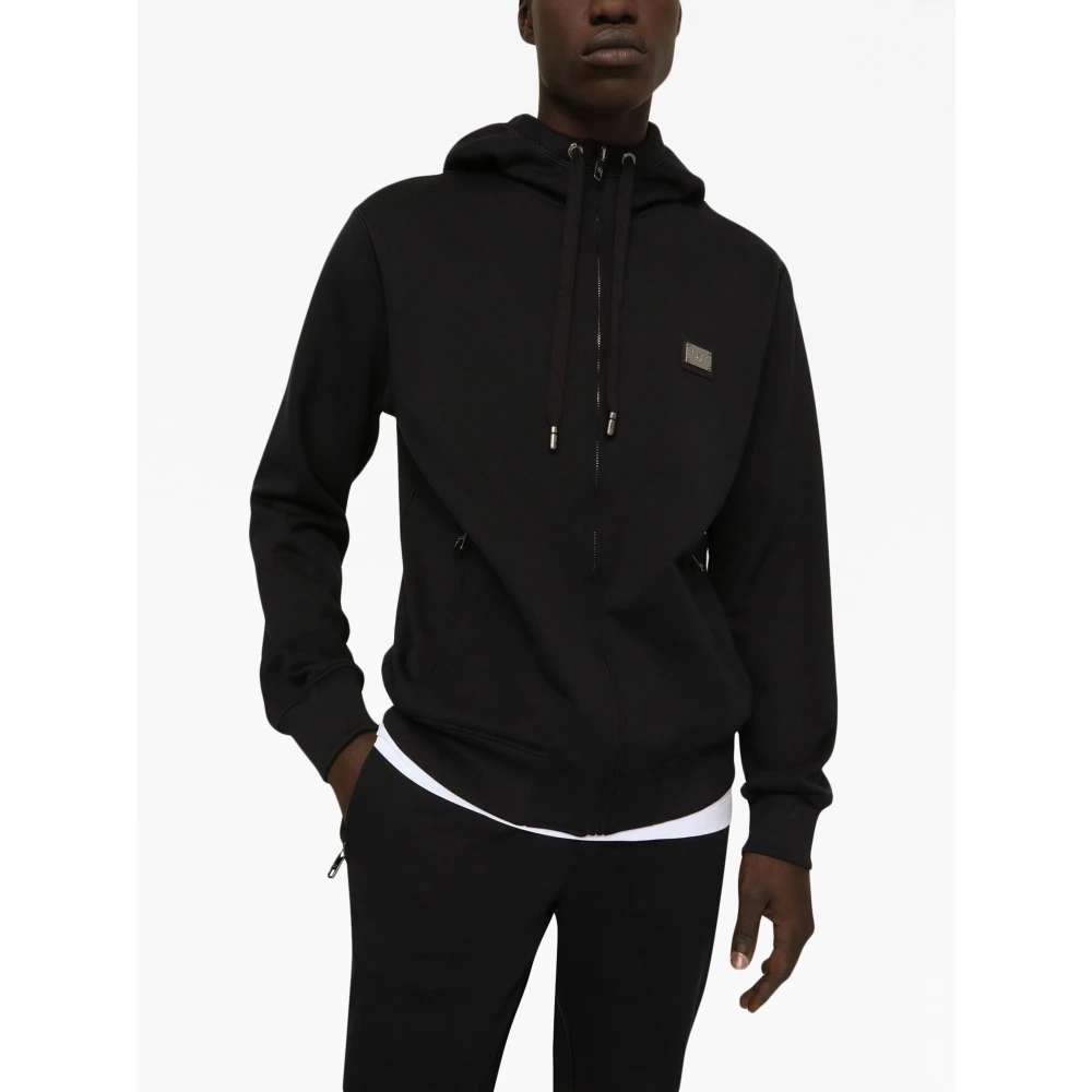 Dolce & Gabbana Zip Hoodie Sweaters Essential Blue Heren