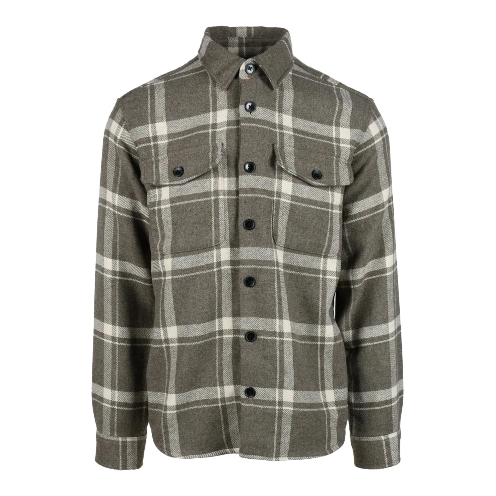 Selected Homme Katoen Wol Blend Shirt Gray Heren