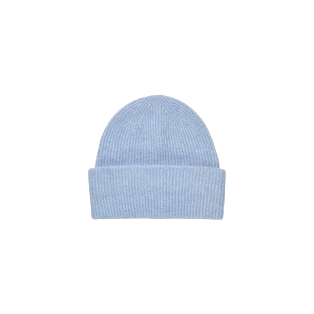 Samsøe Samsøe Mjuk Stickad Beanie Mössa Ribbstruktur Blue, Dam