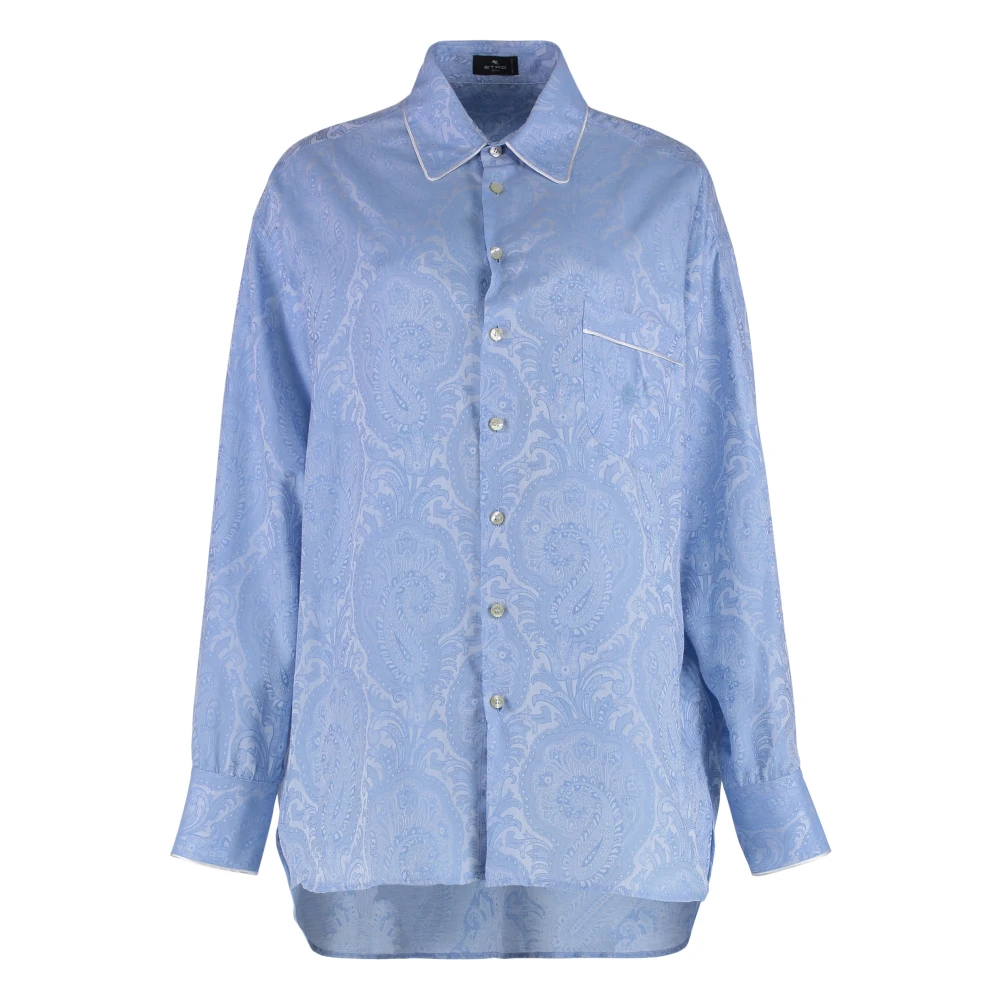 ETRO Paisley Katoenen Overshirt Blue Dames