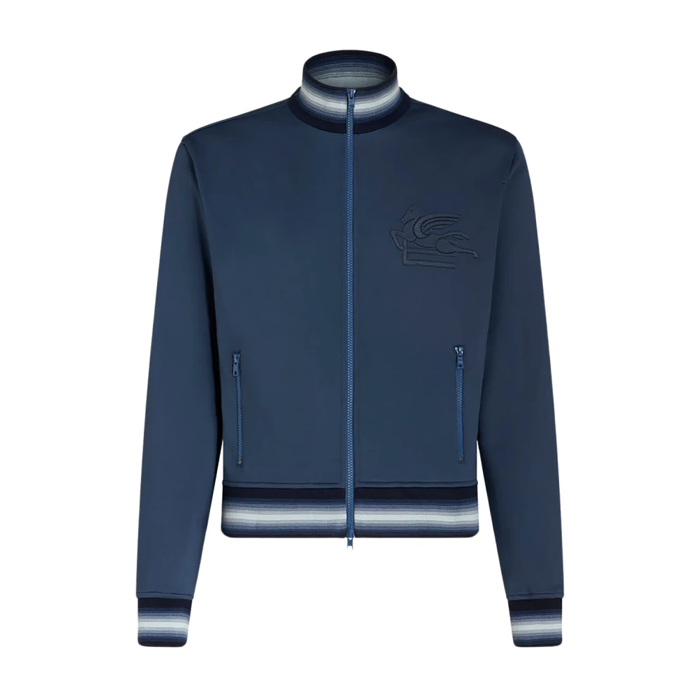 ETRO Regular Zip Hoodie met Logo Blue Heren