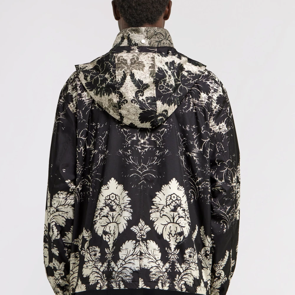 Roberto Cavalli Broccato Print Bomberjack Black Heren