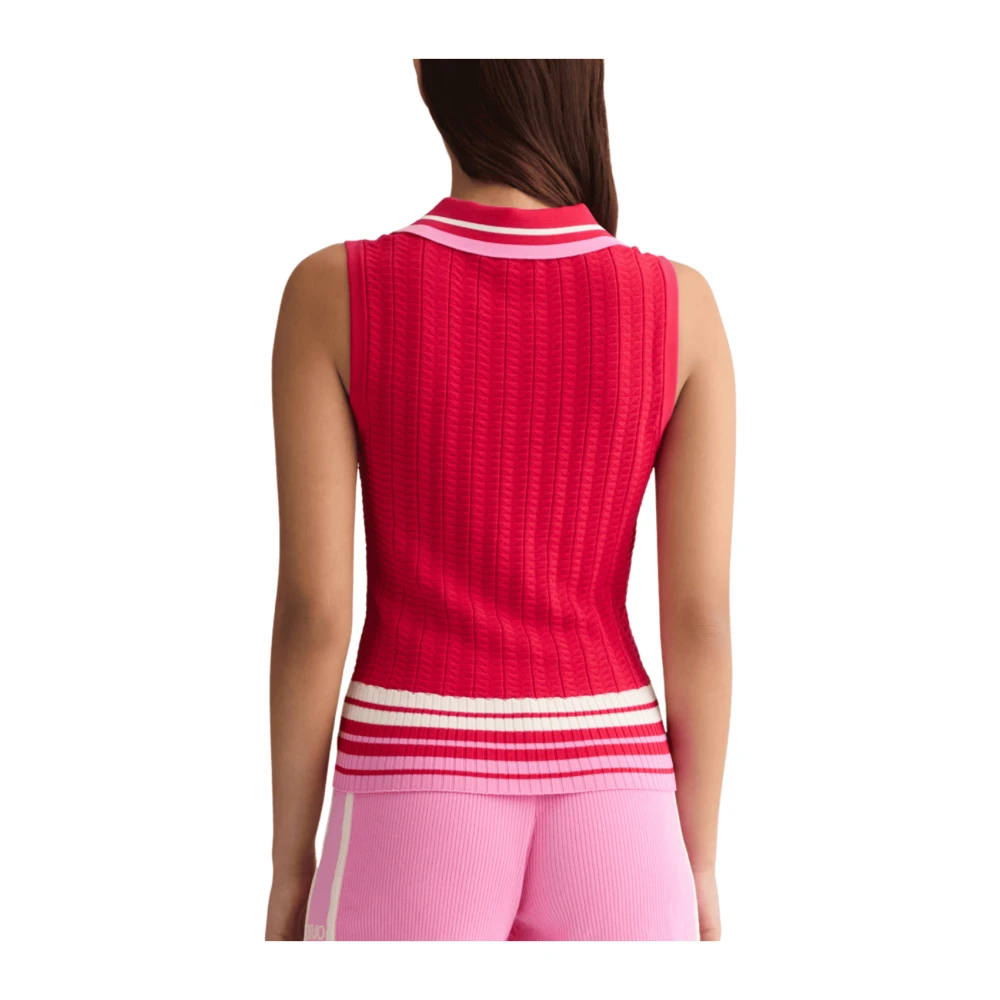 Liu Jo Rode Gestreepte Gebreide Top Athleisure Stijl Red Dames