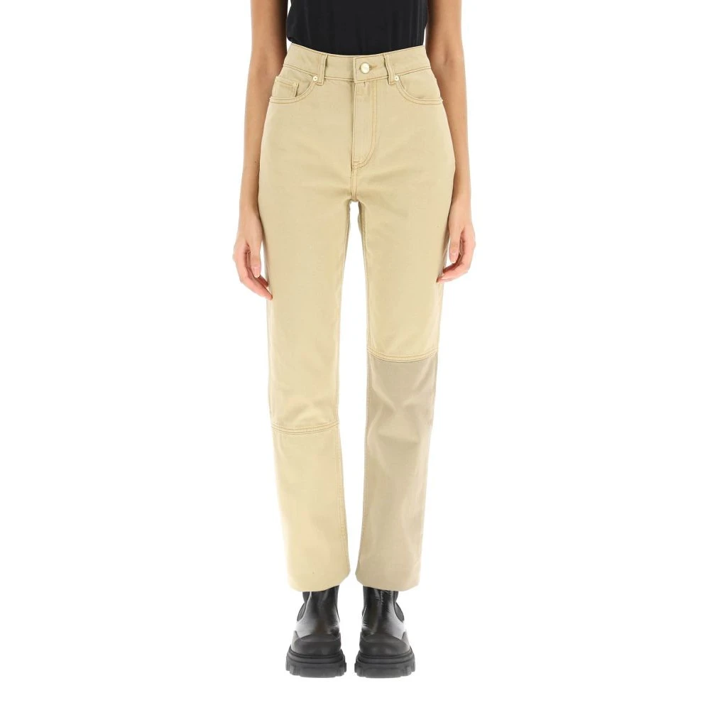 Ganni Patchwork Beige Jeans voor vrouwen Beige Dames