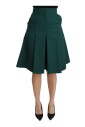 jupe-plissee-vert-a-ligne-a-taille-haute-en-coton
