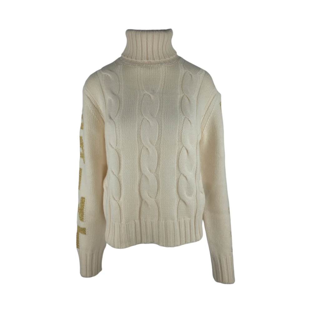 MC2 Saint Barth Witte Jacquard Sweater Cropped Dolcevita White Dames