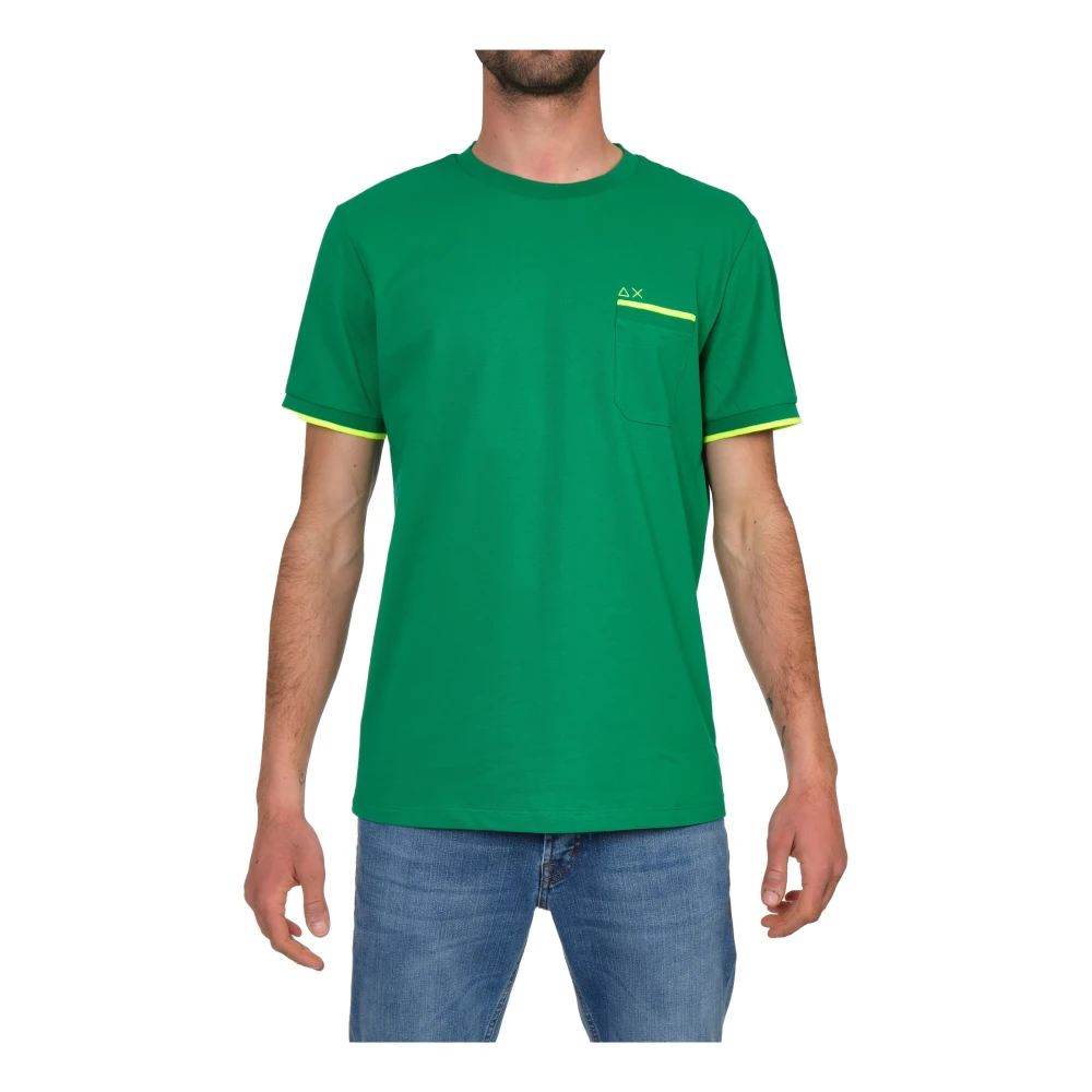 Sun68 Gestreept Groen T-shirt Green Heren