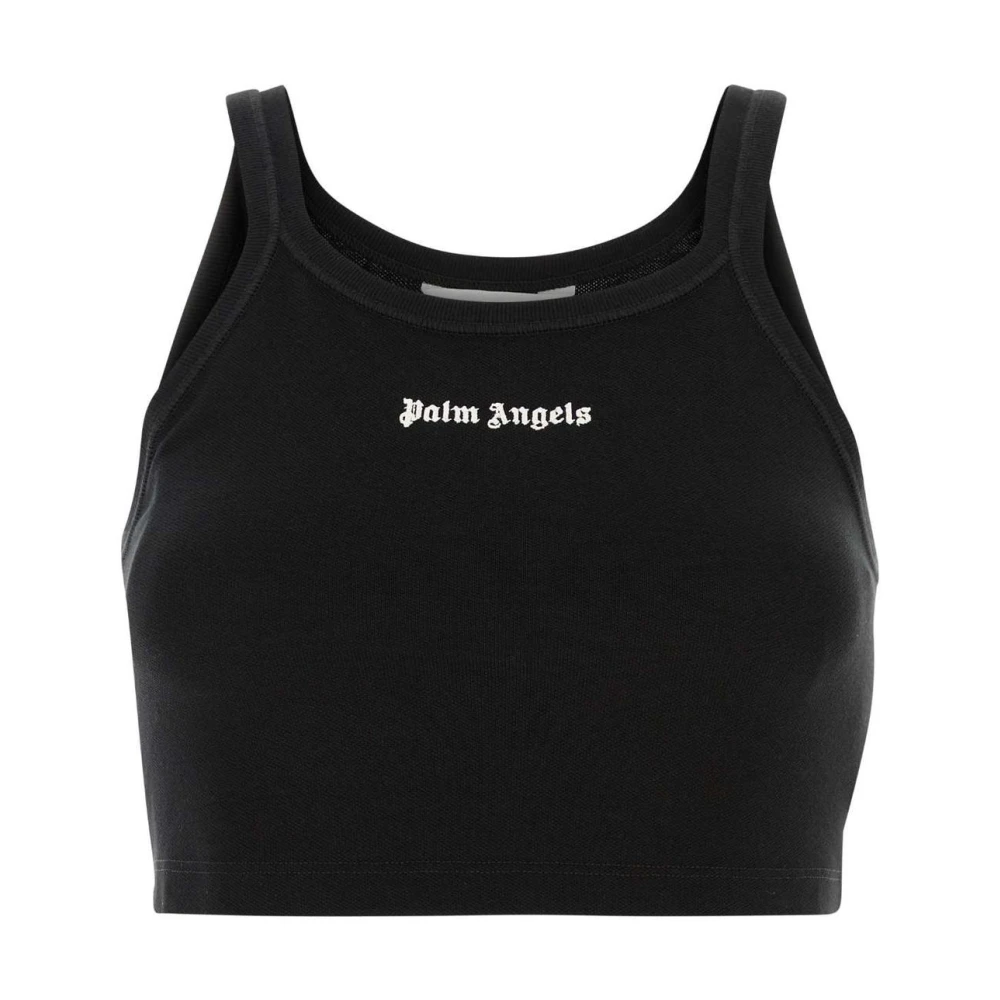 Palm Angels Donna Nero Top Corto A Coste