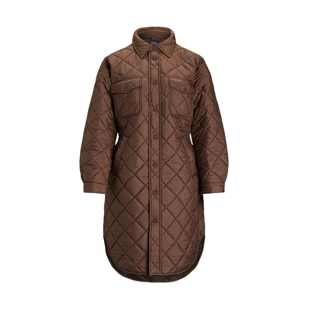 Polo Ralph Lauren Bruine jas met knoopsluiting en zakken Brown Dames
