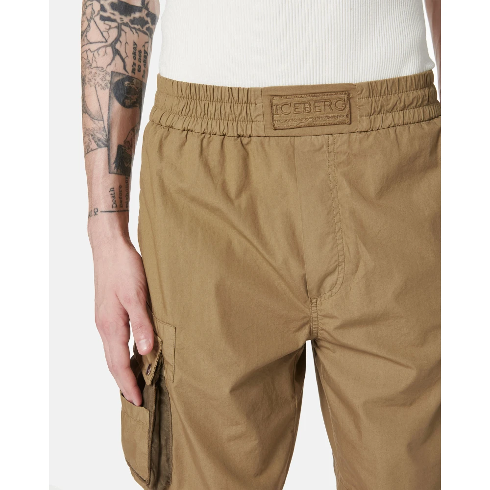 Iceberg Modderkleurige parachute canvas Bermuda shorts Beige Heren