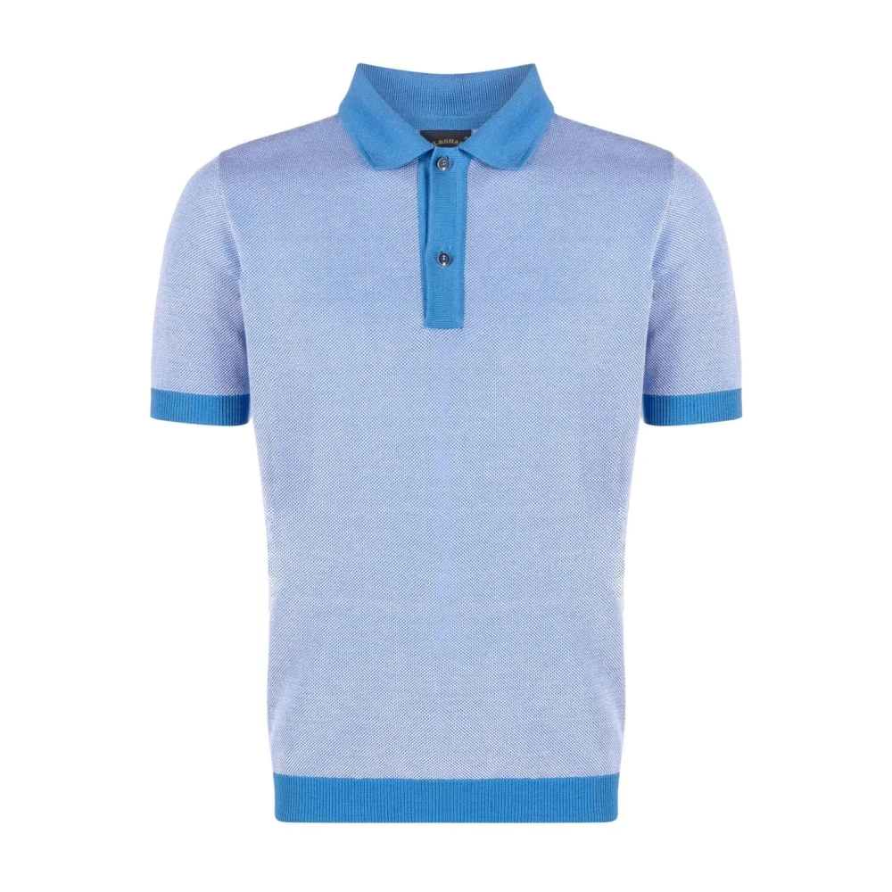 Paul & Shark Men's Blue Round-Neck Knitwear,, White Knitted Polo Shirt Large
