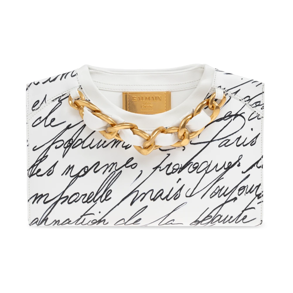 Balmain Leren Clutch White Dames
