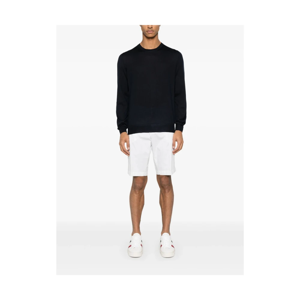 La Fileria Midnight Blue Ribbed Crew Neck Sweater Blue Heren