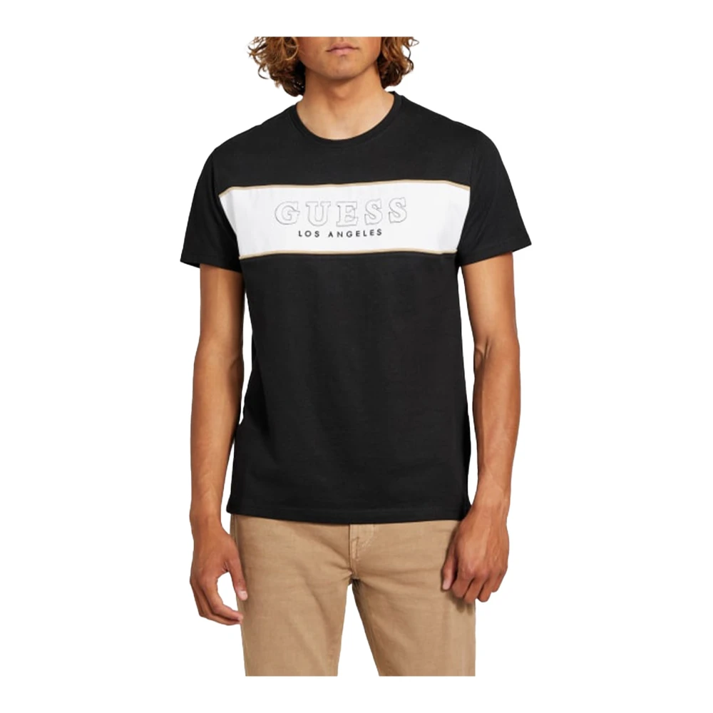 Guess Zwart Logo Katoenen T-shirt Black Heren