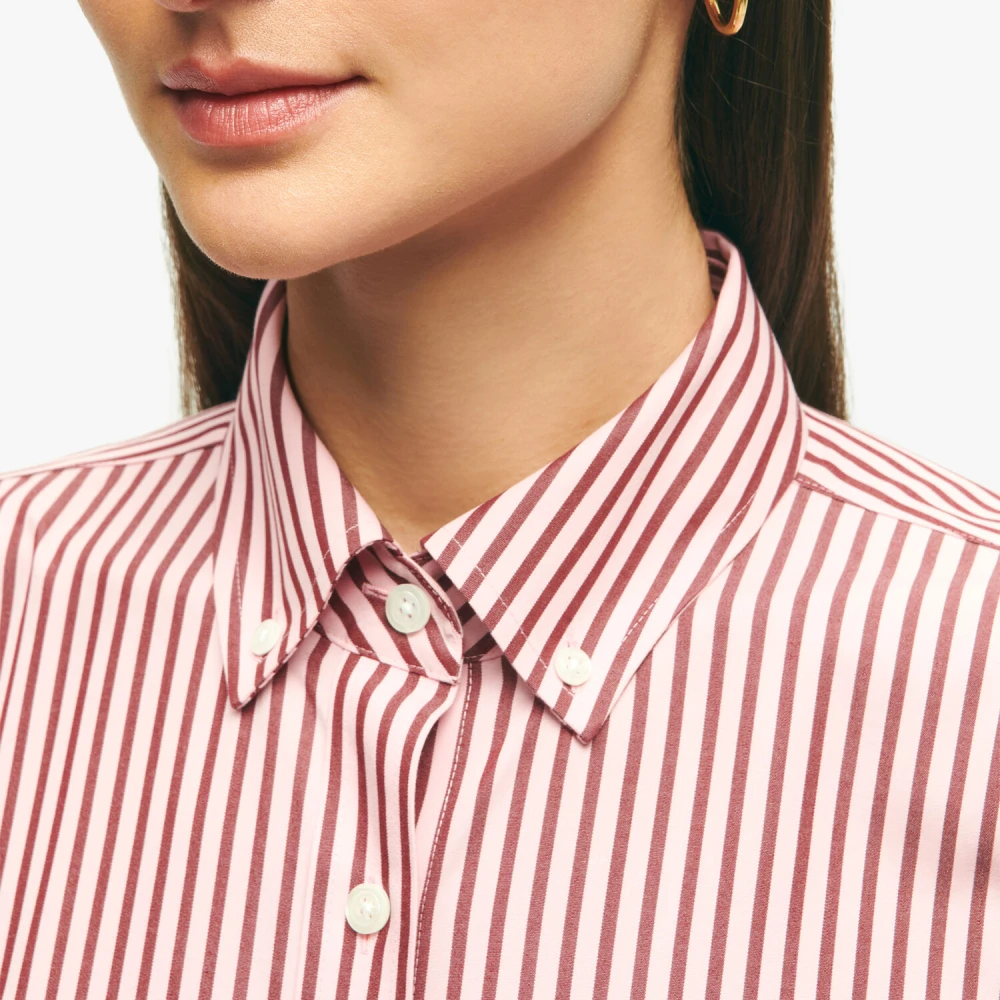 Brooks Brothers Classic Fit Non-Iron Stretch Supima Katoenen Overhemd met Knoopsluiting Pink Dames