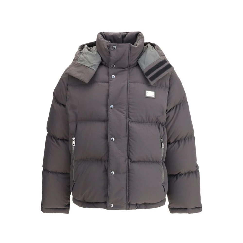 Dolce & Gabbana , Down Jackets, Male, Gray, Xl, Padded Down Jacket