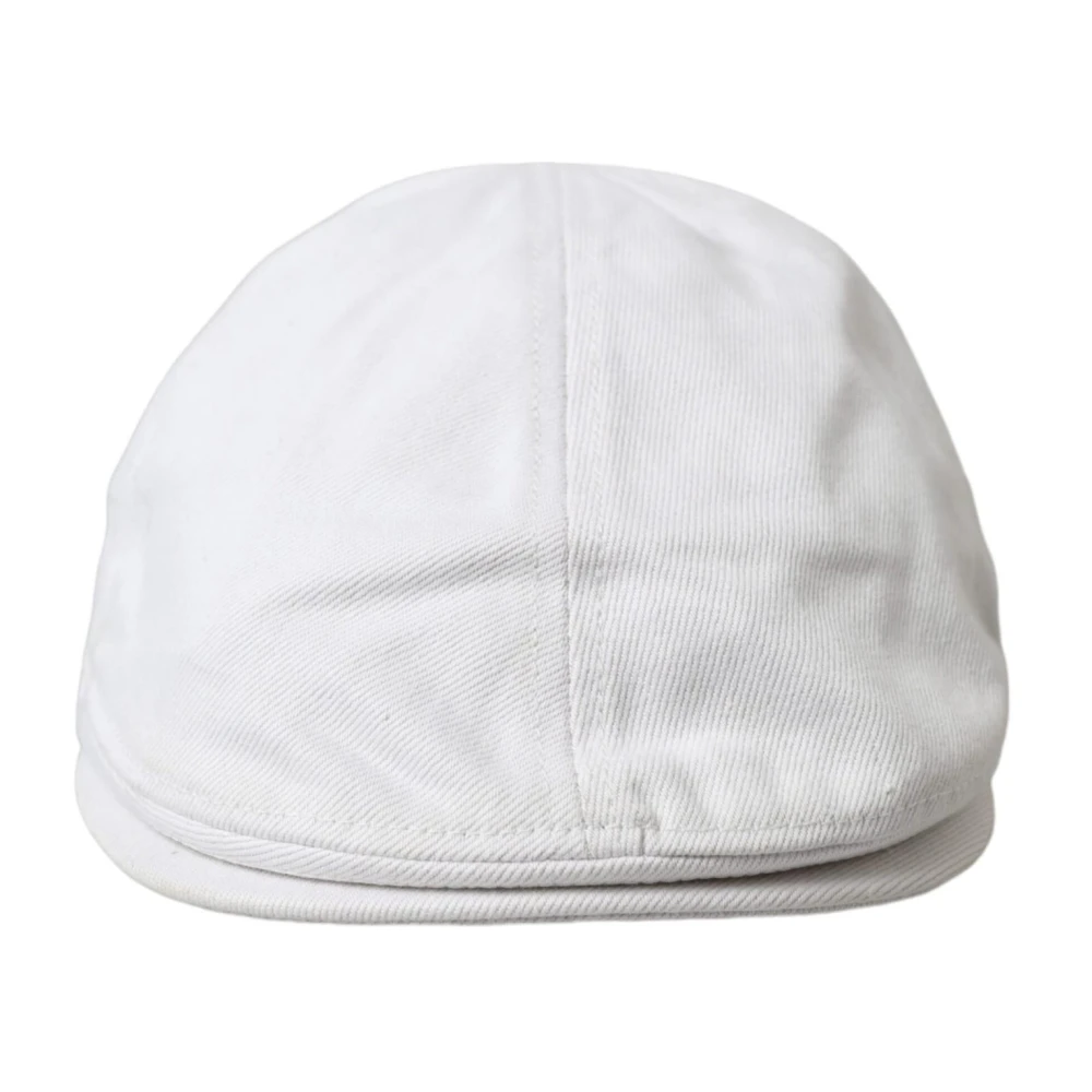 Dolce & Gabbana Witte Katoenen Newsboy Cap Stijlvol Modieus White Heren