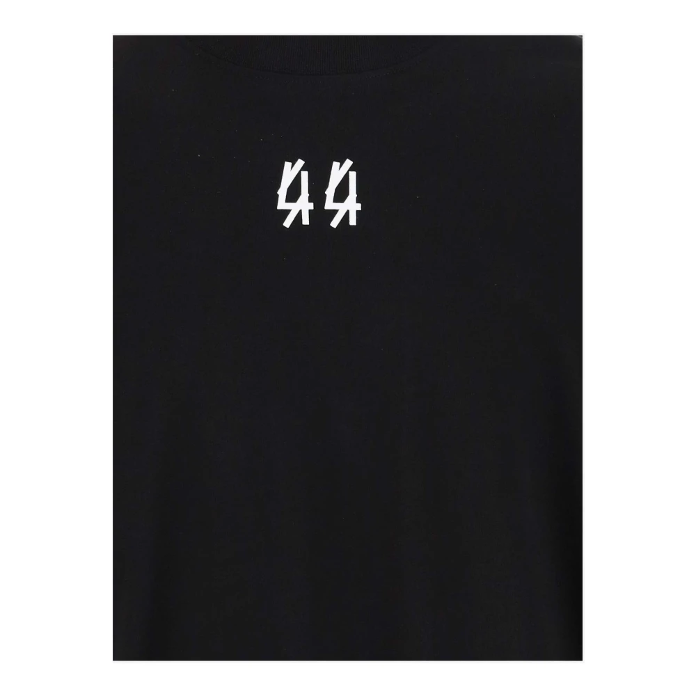 44 Label Group Katoen Crew Neck Logo Print T-Shirt Black Heren