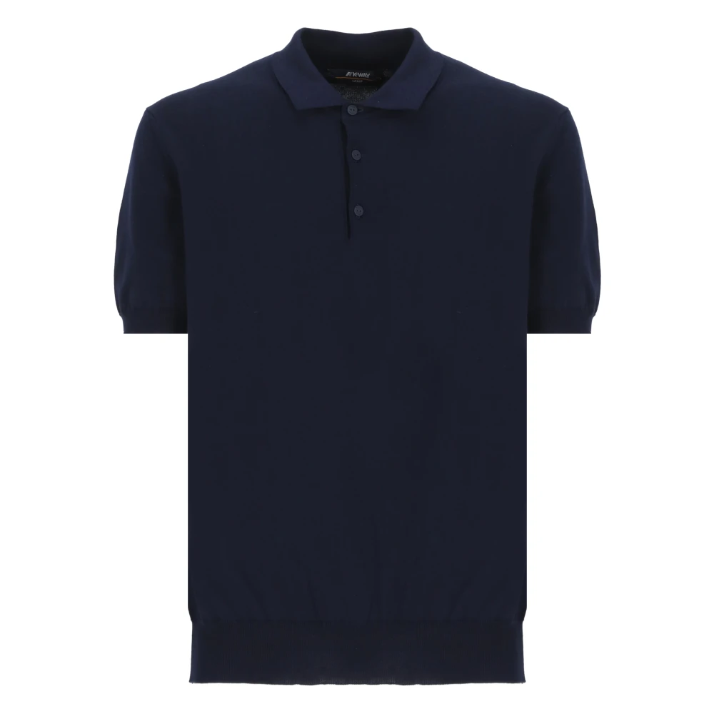 K-Way Men's Blue Pleyne Knitted Cotton Polo Shirt - Polo Shirts - L - Tops