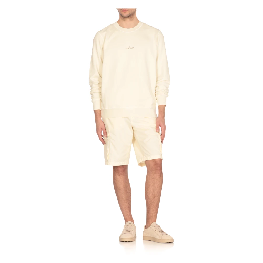 Stone Island Ivoor Bermuda Shorts met meerdere zakken Beige Heren