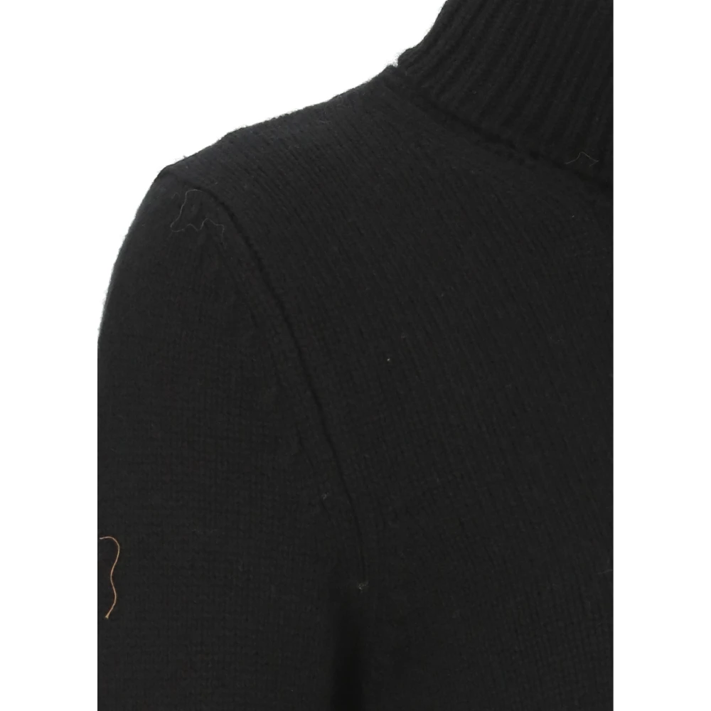 Kangra Zwarte Kasjmier Wol Hoge Hals Trui Black Dames