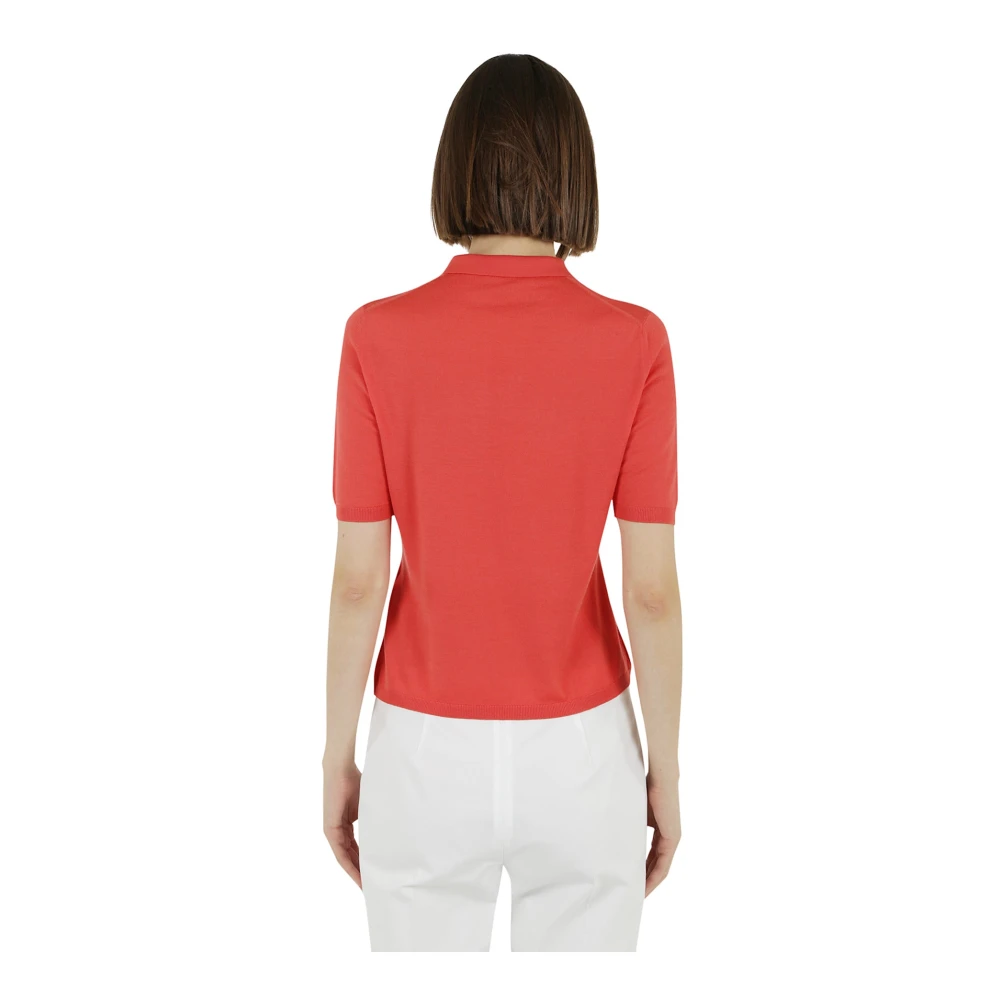 Eleventy Luxe Wol Polo Shirt Red Dames