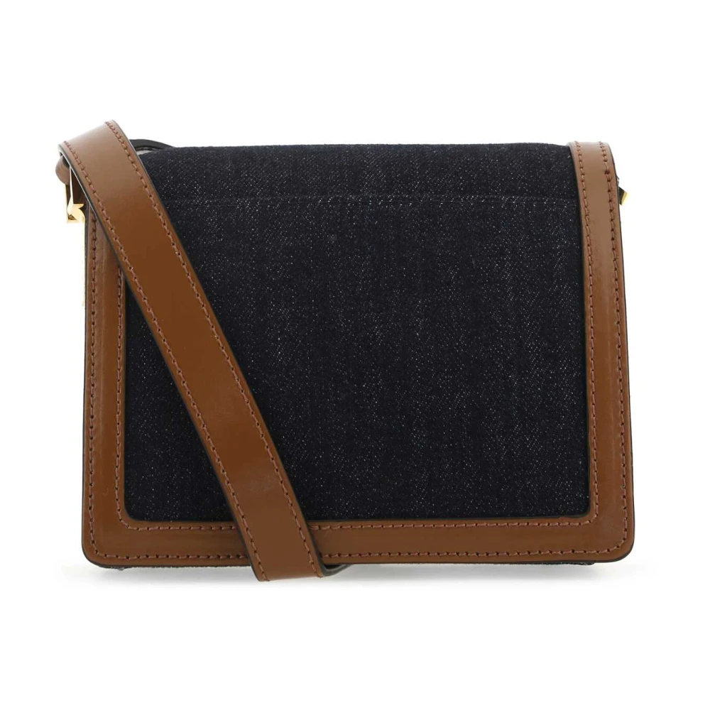 Marni Mini Trunk Crossbody Tas van Leer en Denim Multicolor Dames
