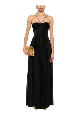 black-pleated-dress-with-bustier-top