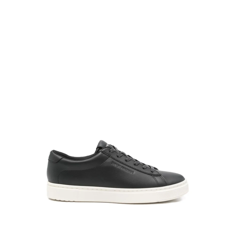 Emporio Armani Black Sneakers, Male, 10 Uk, Leather Trainers