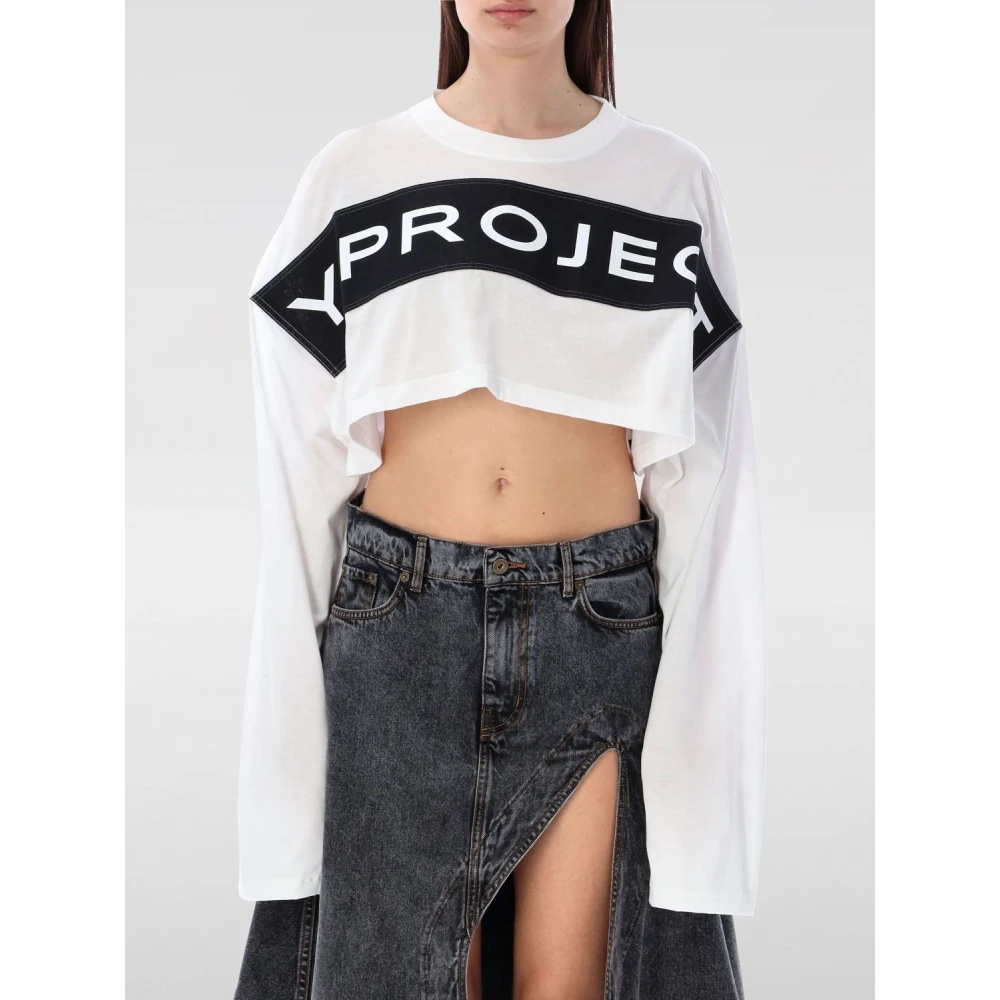 Y Project Witte Gekreukte Crop Top White Dames