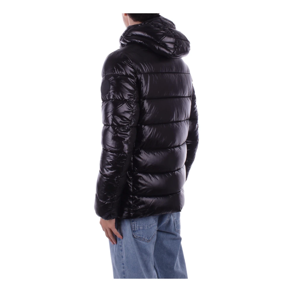 Save The Duck Zwarte Hoodie met zijlogo-rits Black Heren