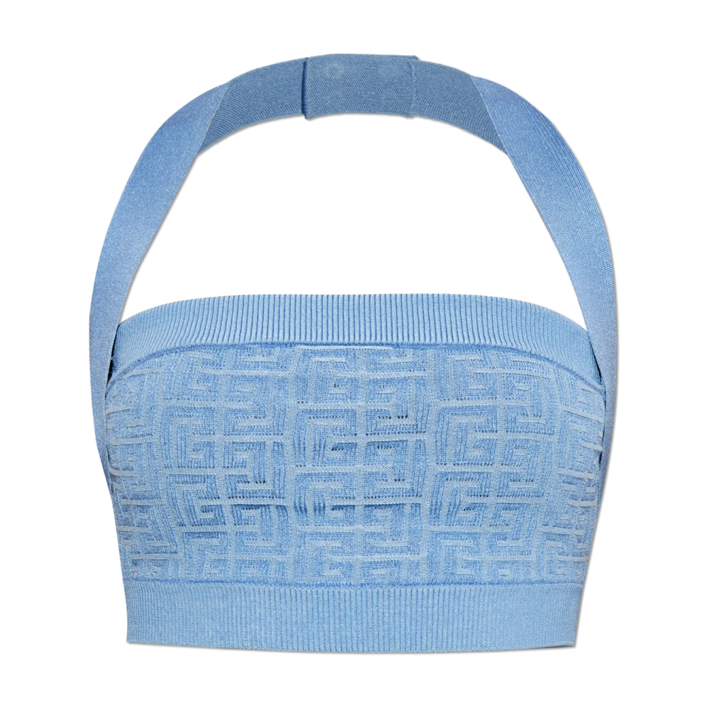 Balmain Women's Blue Short Off-The-Shoulder Top - Sleeveless Tops - M - Tops