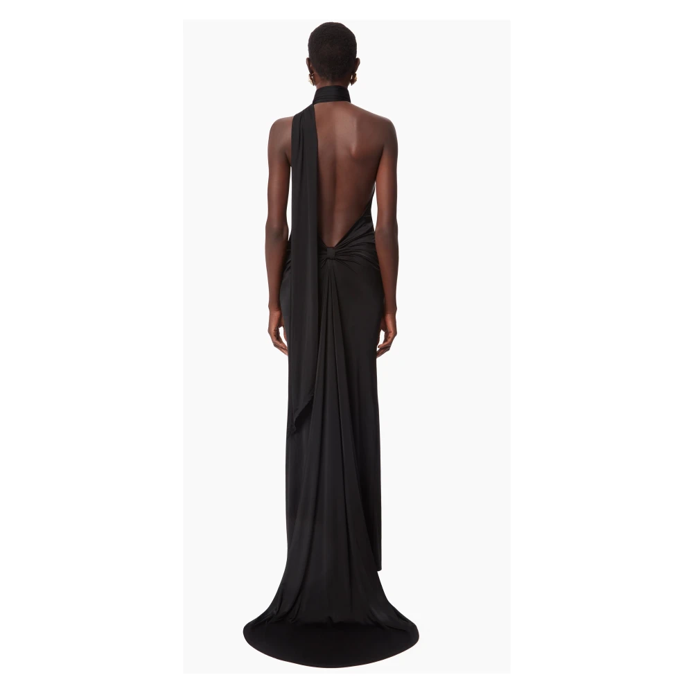 Nina Ricci Zwarte Gedrapeerde Halterjurk Black Dames