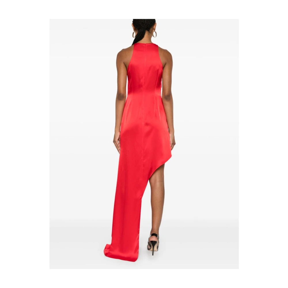 David Koma Rode Satijnen Asymmetrische Jurk Red Dames