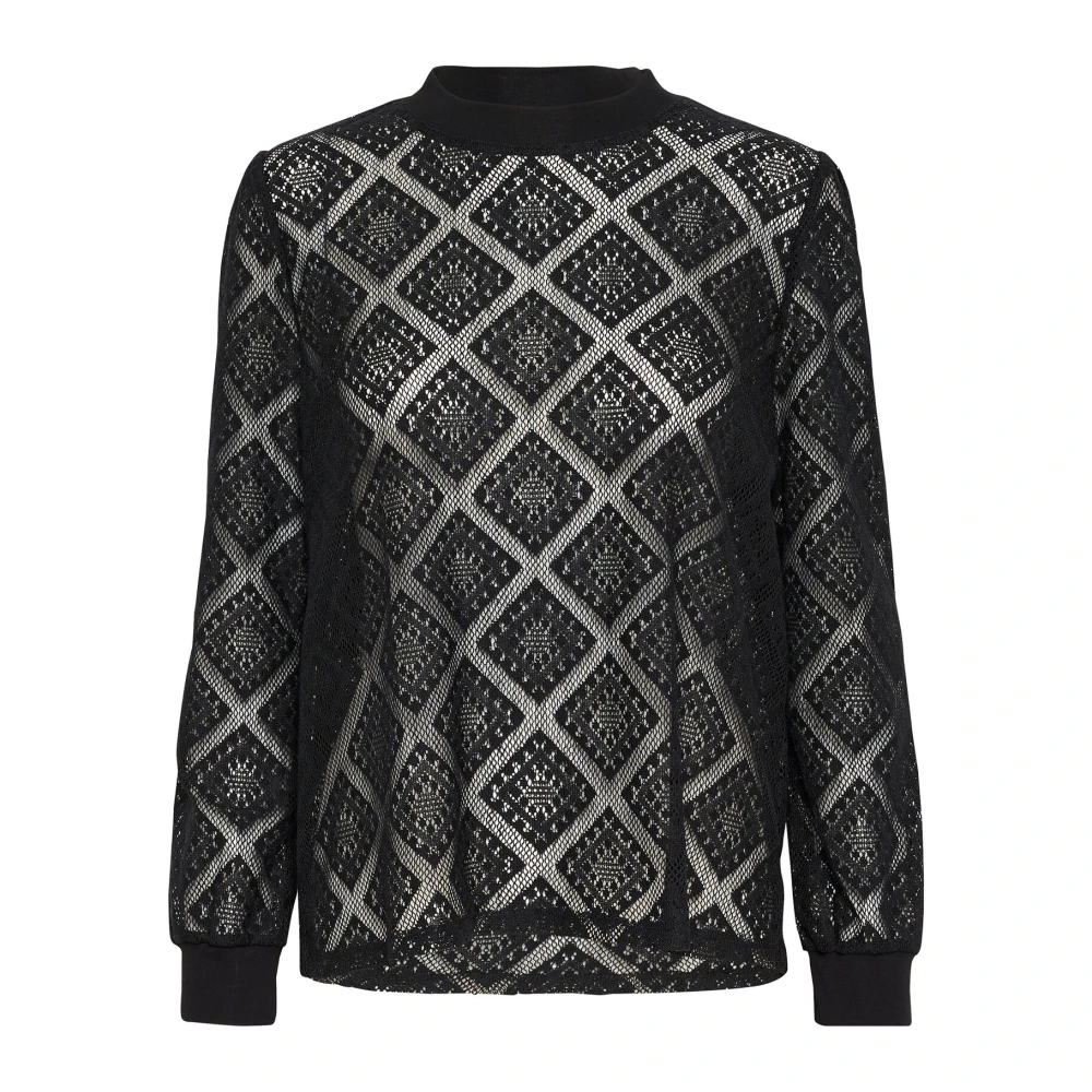 Saint Tropez Zwarte Kant Blouse Jacobinasz Stijl Black Dames