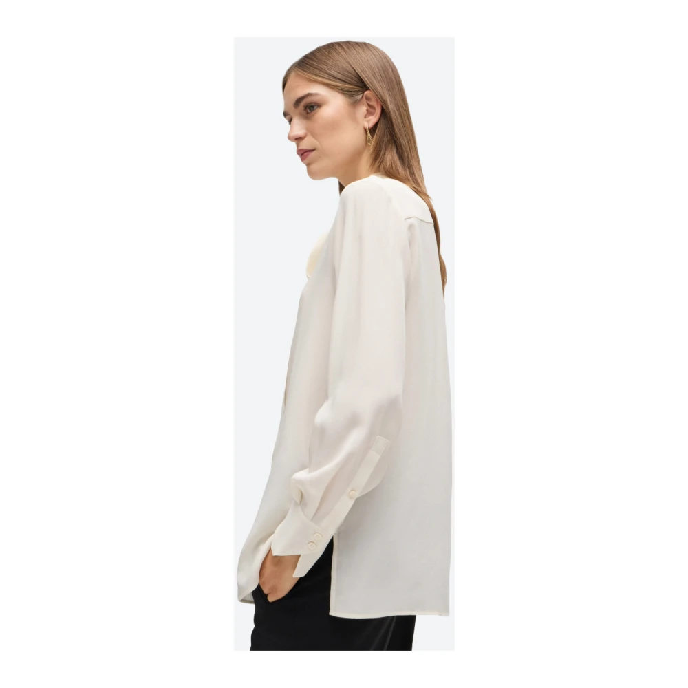 Hugo Boss Zijden blouse met strikkraag White Dames