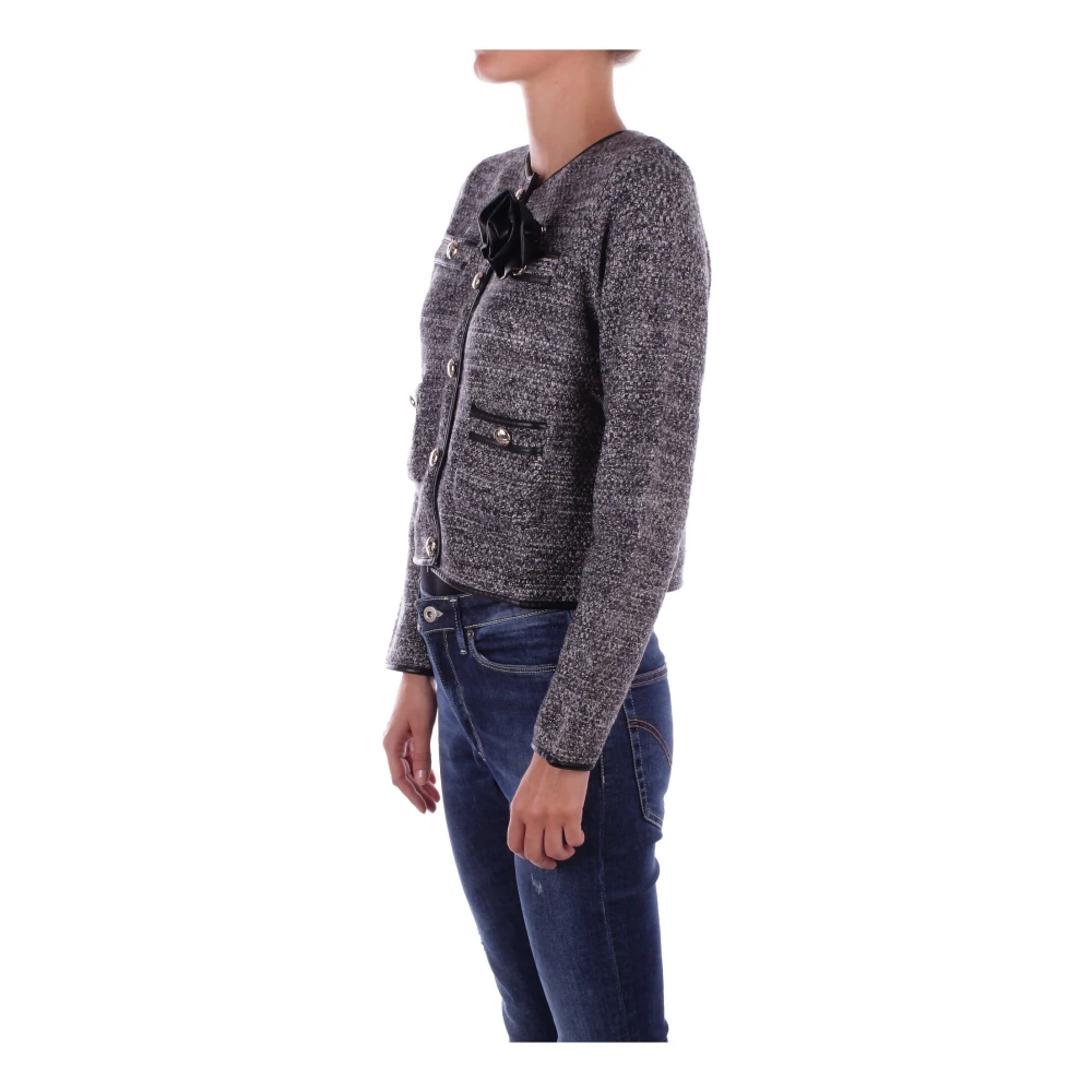 Blugirl Zwarte Sweater met Ornamental Pink Buttons Black Dames