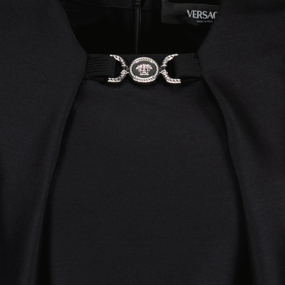 Versace Zwarte Wollen Mouwloze A-lijn Jurk Black Dames