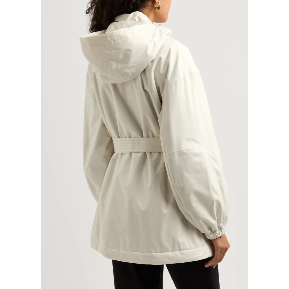 Max Mara Witte Waterdichte Jas met Afneembare Capuchon White Dames